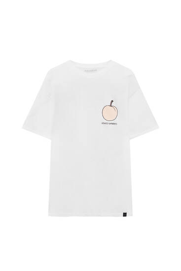 Short sleeve T-shirt with apple print