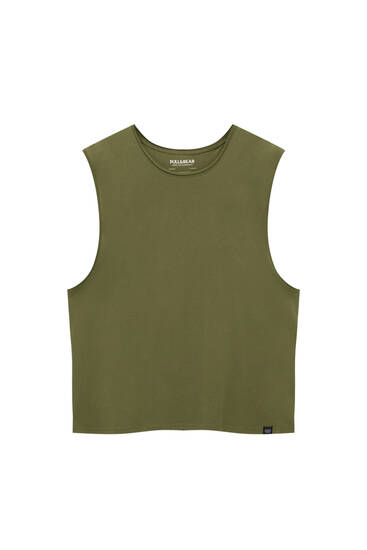 Basic cotton sleeveless T-shirt