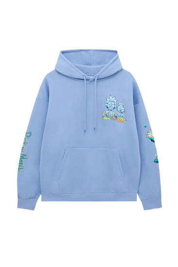 Blue Rick and Morty illustration hoodie