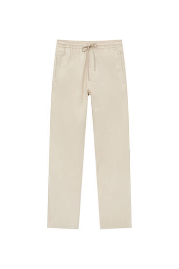 Linen joggers with drawstrings