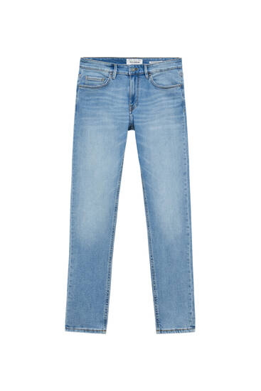 Mittelblaue Superskinny-Jeans im Washed-Look