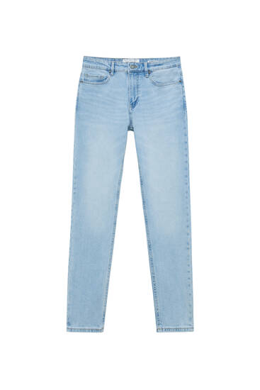 Světle modré extra úzké džíny s efektem oprání