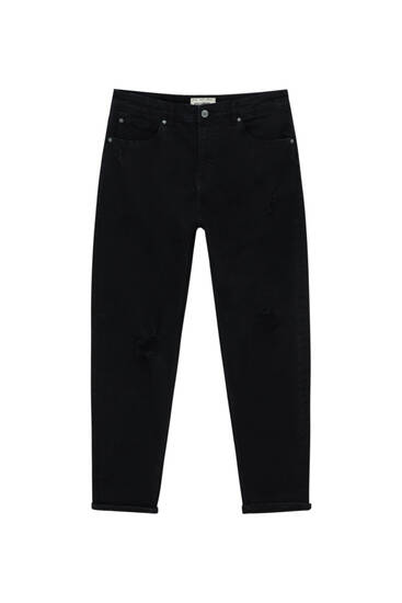 Ripped black carrot fit jeans