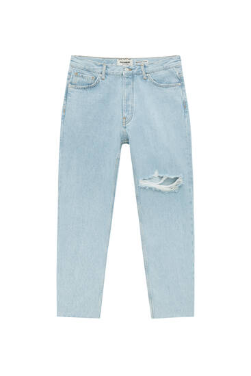 Standard-Fit-Jeans mit Zierrissen an den Hosenbeinen