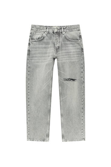 Ripped straight fit vintage jeans 