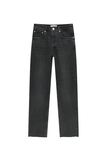 Cropped slim fit jeans with rips