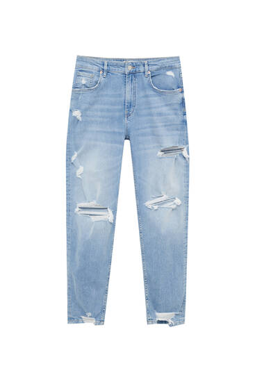 Basic high-waist wide-leg jeans - PULL\u0026BEAR