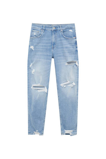 Jeans skinny fit basic strappati