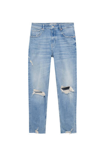 Jeans skinny fit basic strappati