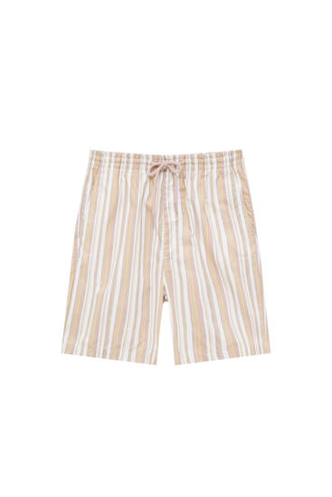 Multi-striped textured Bermuda shorts