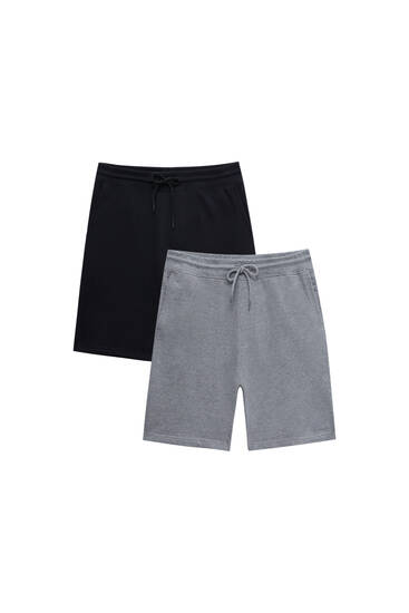 Pack of 2 pairs of basic jogger Bermuda shorts