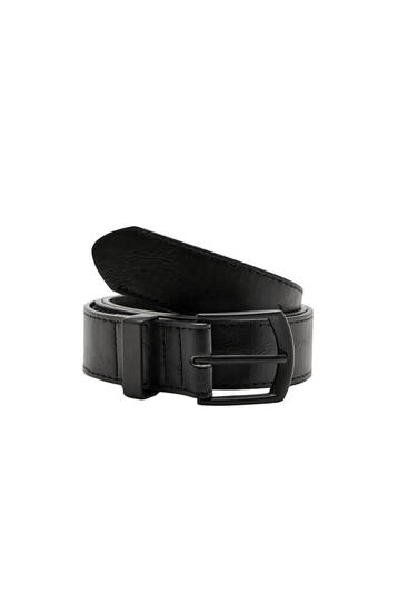 Faux leather belt with black buckle
