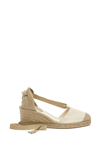 Wedge espadrilles with tie-up detail