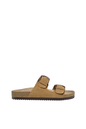 Sandalia plana piel hebillas - PULL\u0026BEAR