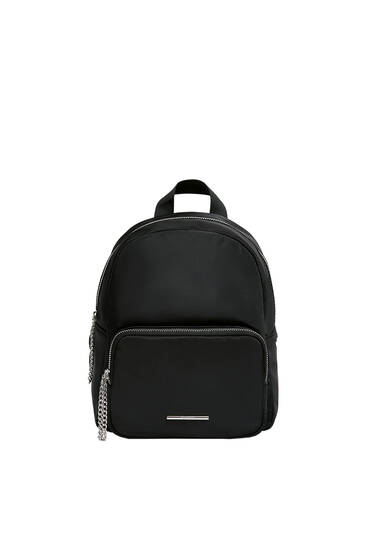 Nylon backpack with chain detail