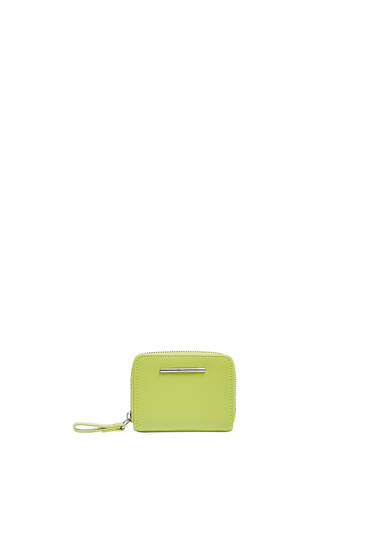Card holder purse with zip pull detail