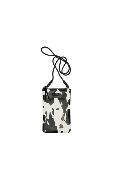 Crossbody mobile phone bag with cow print
