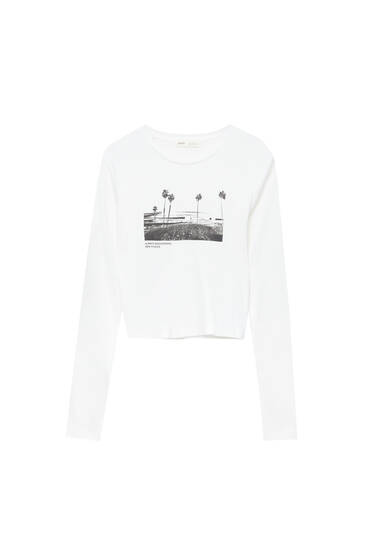Long sleeve T-shirt with photo detail