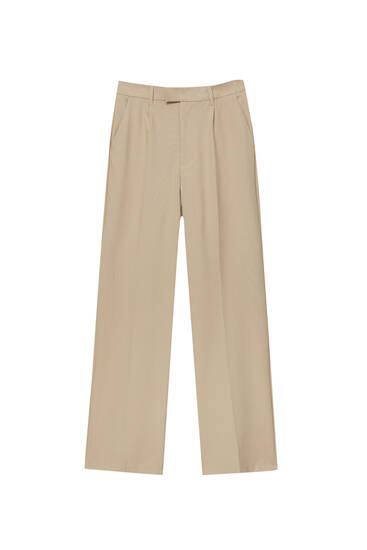 Wide-leg smart trousers with darts