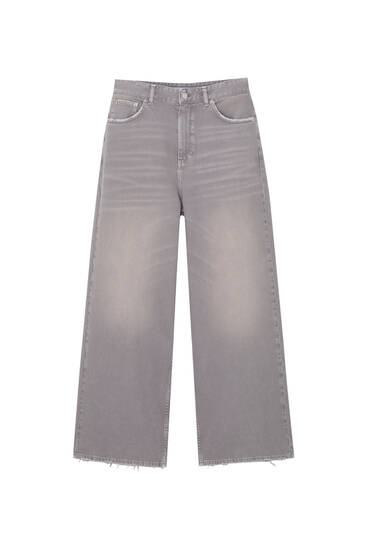 Džínsy voľného vrecovitého strihu s nohavicami širokého strihu s nízkym pásom