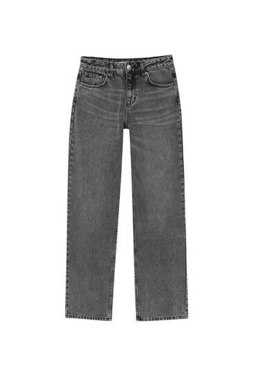 Basic mid-waist straight-leg jeans