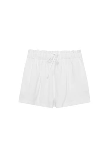 Paperbag drawstring Bermuda shorts