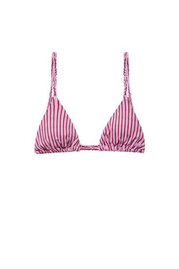 Pink striped bikini top