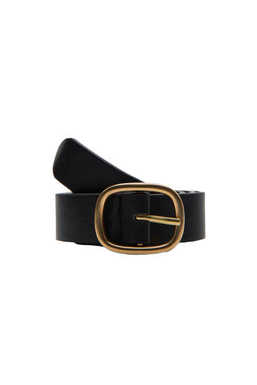 Faux leather belt with buckle