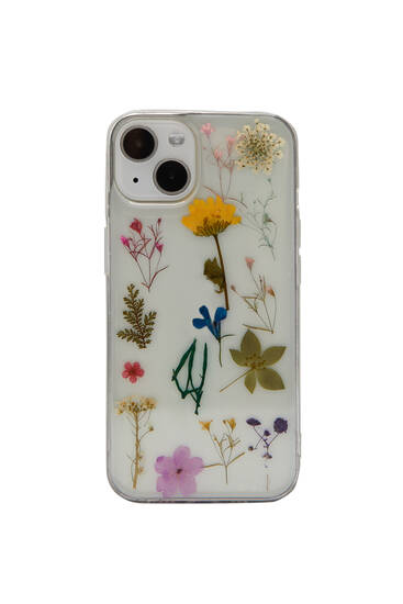 Průhledné pouzdro na iPhone se sušenými květinami