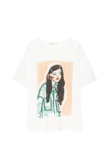 White T-shirt with a woman graphic
