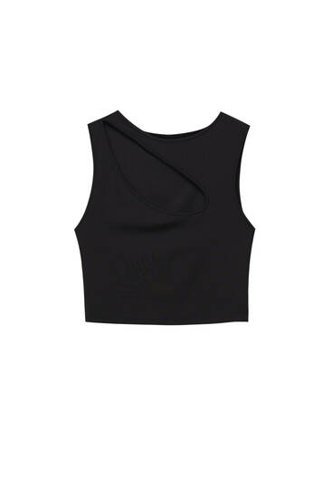 Crop top with a cut-out detail at the chest
