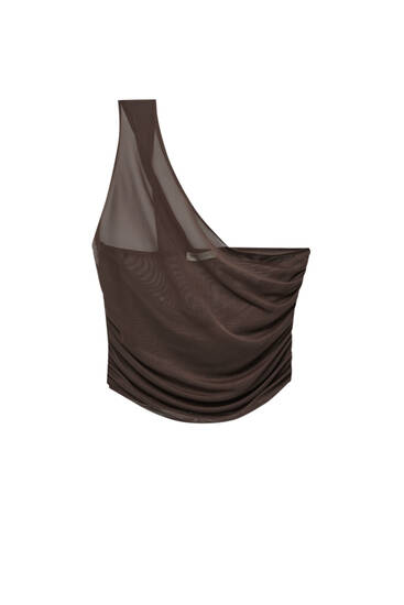 Asymmetrical neckline tulle top - Limited Edition