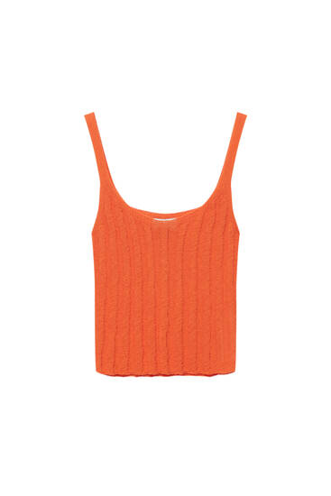 Knitted top with thin straps