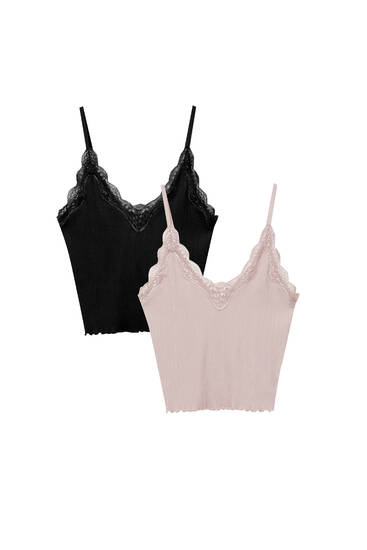 Pack of lace strappy tops