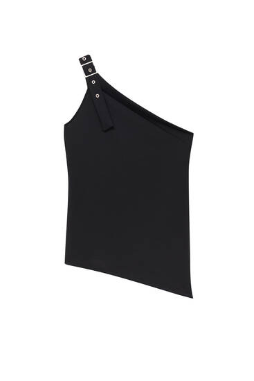 Asymmetric top with buckle detail