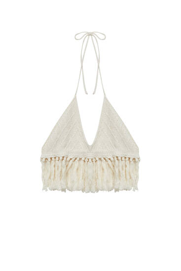 Crochet crop top with fringing