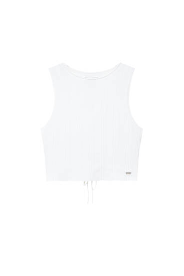 Tank top with back belt detail