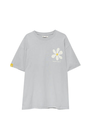 Grey Smiley daisy T-shirt