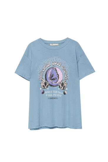 Blue T-shirt with butterfly print