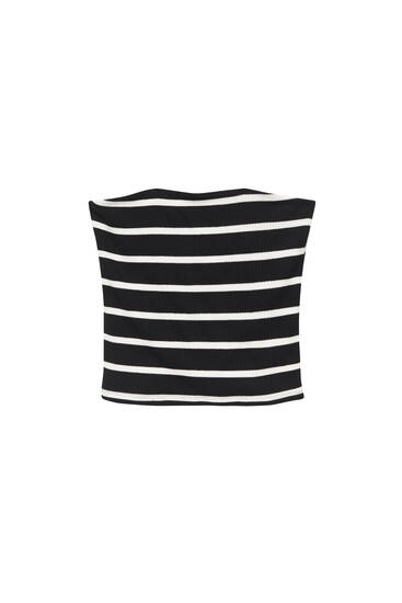 Striped ribbed bandeau top