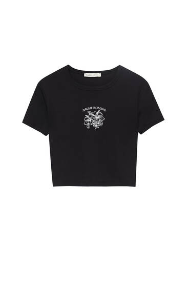 Cropped butterfly T-shirt