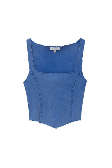 Sleeveless top with contrast seams