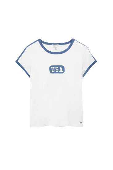 Contrast trim USA T-shirt