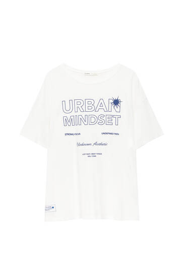 T-shirt with graphic and slogan