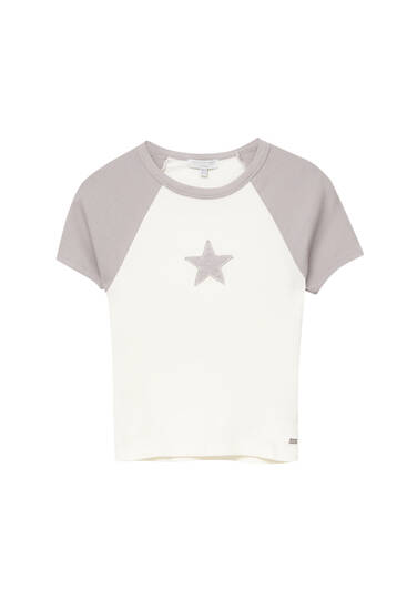 Raglan sleeve T-shirt with star detail