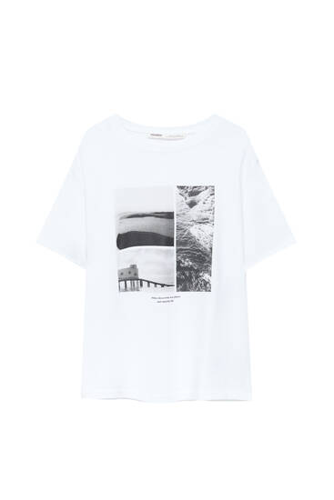 Short sleeve photographic print T-shirt