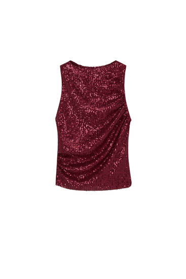 Gathered sequinned top