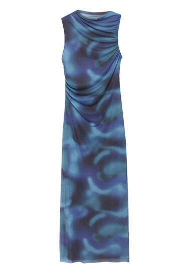Long tie-dye tulle dress