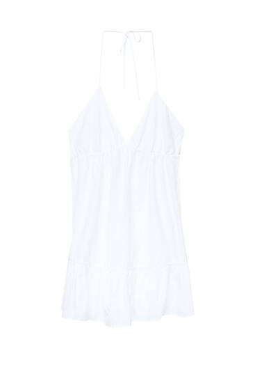 Short white dress with openwork details