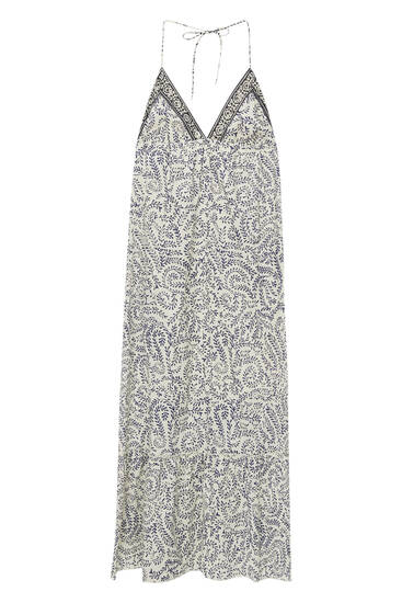 Long printed dress with back detail